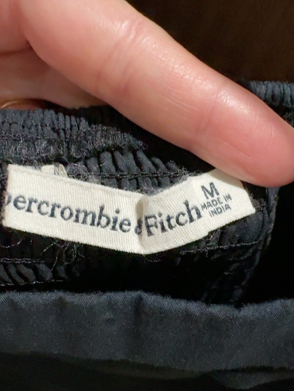 Abercrombie Ruched Puff Sleeve Poplin Midi Dress Navy Medium - Picture 3 of 8